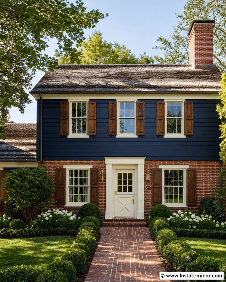 Navy Blue House With Dutch Door And Red Brick - 30 Navy Blue House Design With Dutch Door Ideas