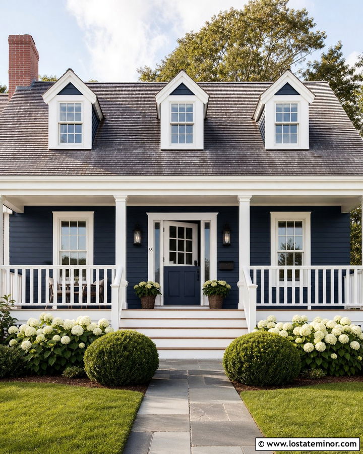 Navy Blue House With Dutch Door And White Porch - 30 Navy Blue House Design With Dutch Door Ideas