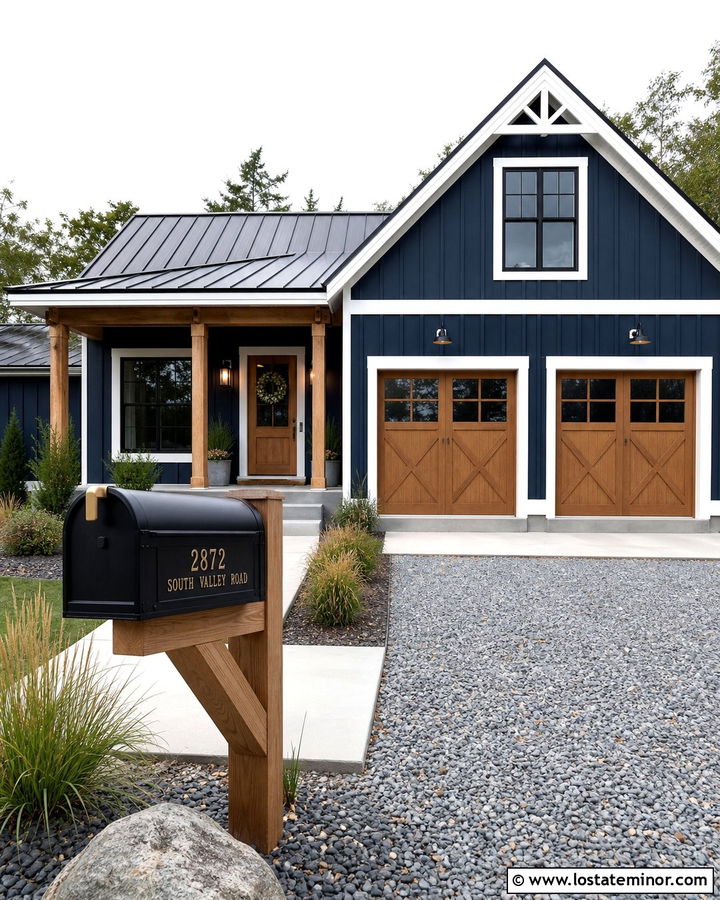 Navy Blue House With Farmhouse Mailbox - 30 Navy Blue House Design With Mailbox Ideas