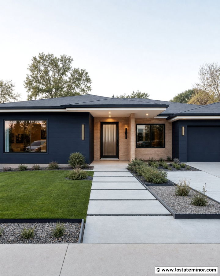 Navy Blue House With Glass Front Door - 30 Navy Blue House Design With Entry Door Ideas