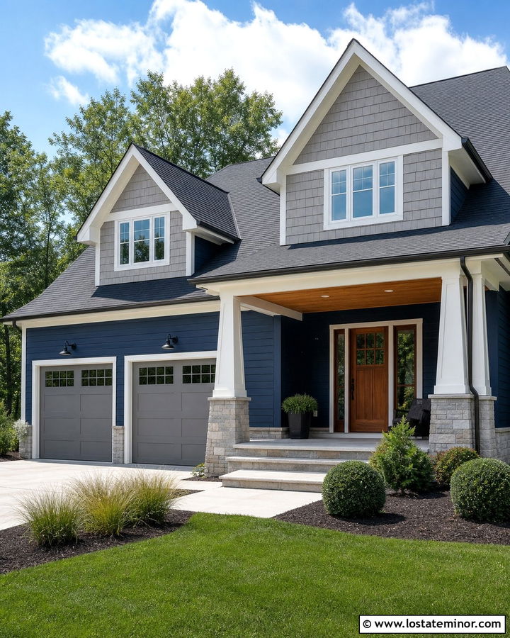 Navy Blue House With Gray Dormers - 30 Navy Blue House Design With Dormers Ideas
