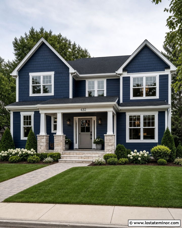 Navy Blue House With Gray Dutch Door - 30 Navy Blue House Design With Dutch Door Ideas