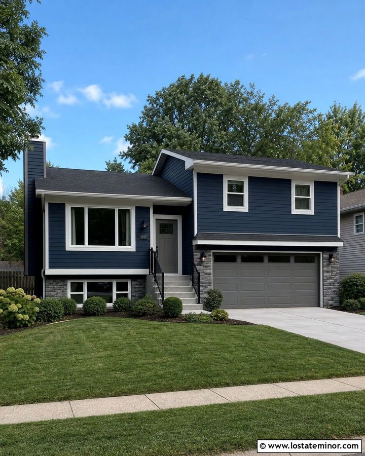 Navy Blue House With Gray Front Door - 30 Navy Blue House Design With Front Door Ideas