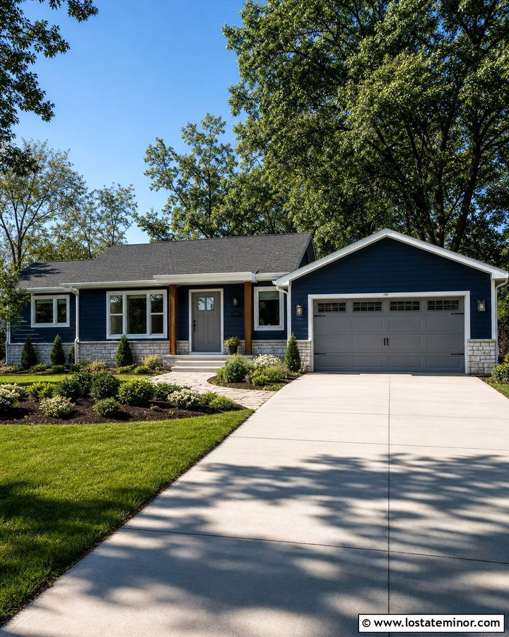 Navy Blue House With Gray Front Door - 30 Navy Blue House Design With Entry Door Ideas