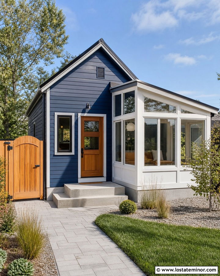 Navy Blue House With Lean To Sunroom - 30 Navy Blue House Design With Sunroom Ideas