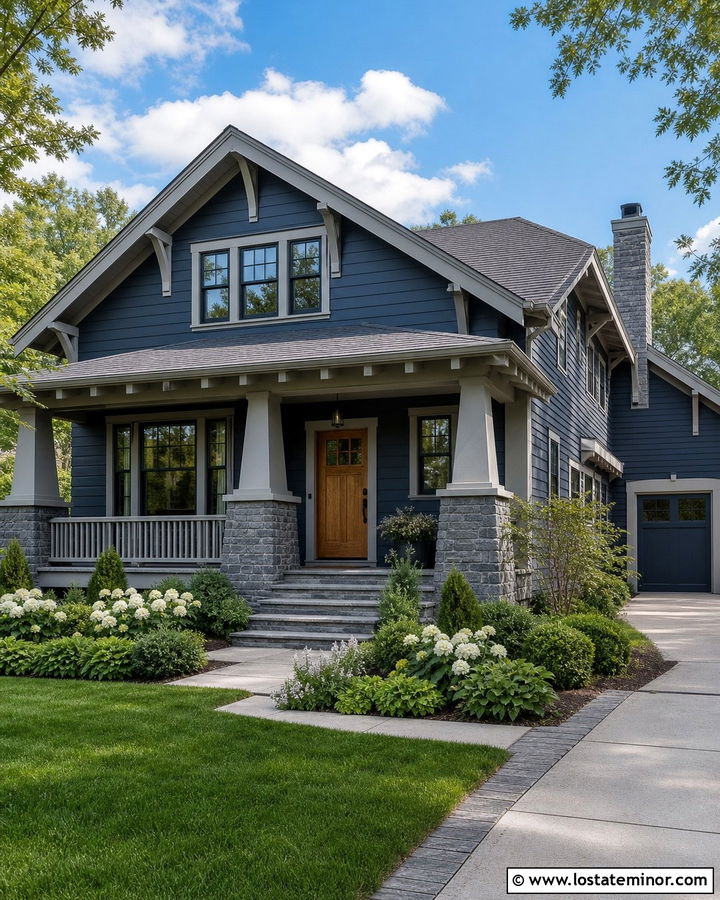 Navy Blue House With Light Gray Trim - 30 Navy Blue House Design With Trim Ideas