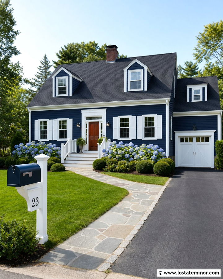 Navy Blue House With Matching Navy Mailbox - 30 Navy Blue House Design With Mailbox Ideas