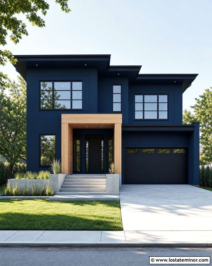 Navy Blue House With Matching Navy Porch Ceiling - 30 Navy Blue House Design With Porch Ceiling Ideas