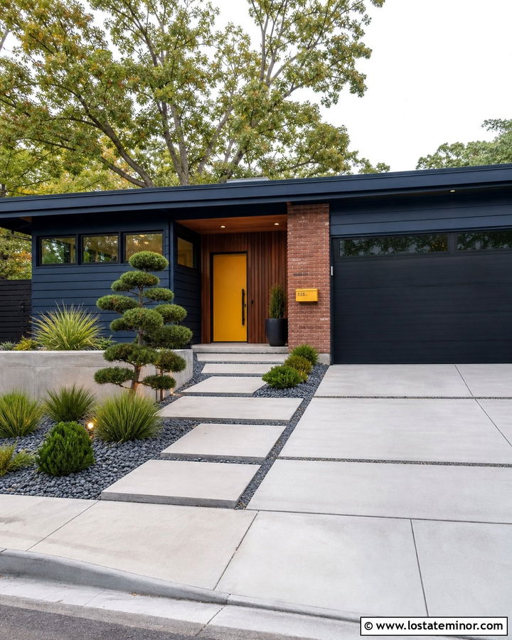 Navy Blue House With Midcentury Mailbox - 30 Navy Blue House Design With Mailbox Ideas