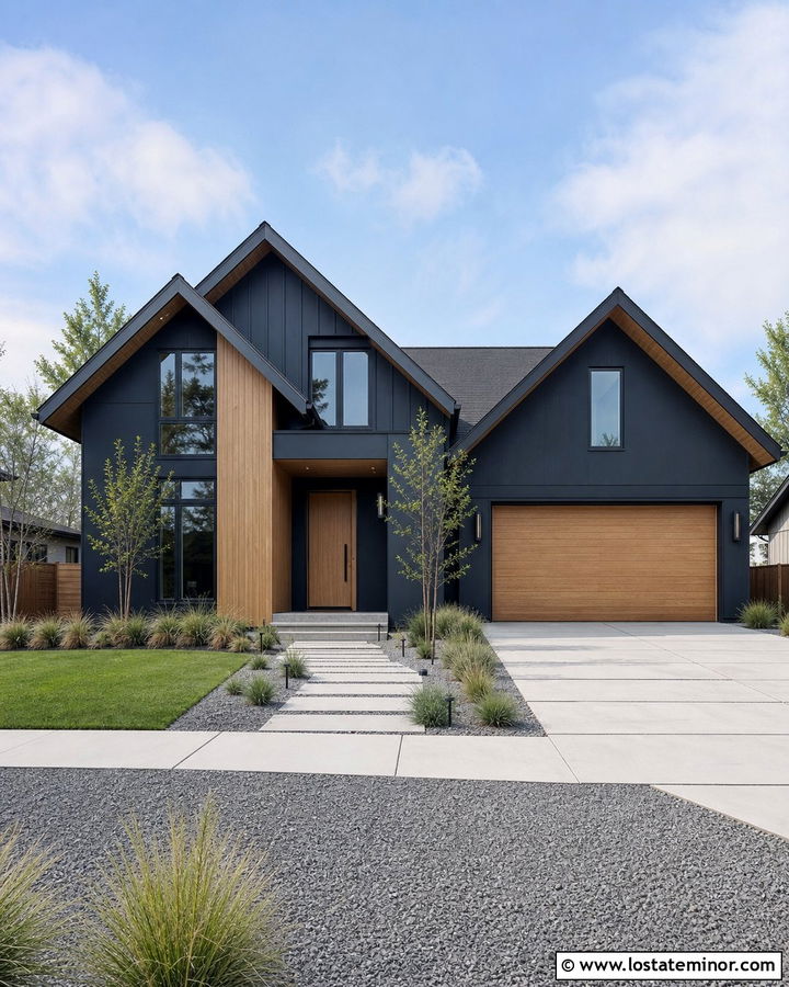 Navy Blue House With Natural Oak Trim - 30 Navy Blue House Design With Trim Ideas
