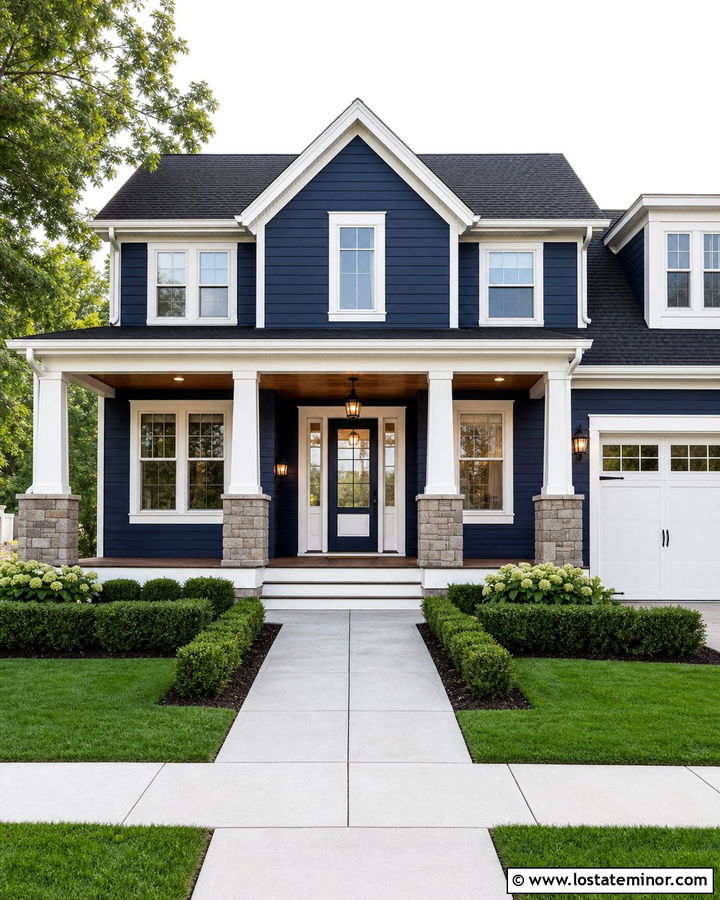 Navy Blue House With Navy Storm Door - 30 Navy Blue House Design With Storm Door Ideas