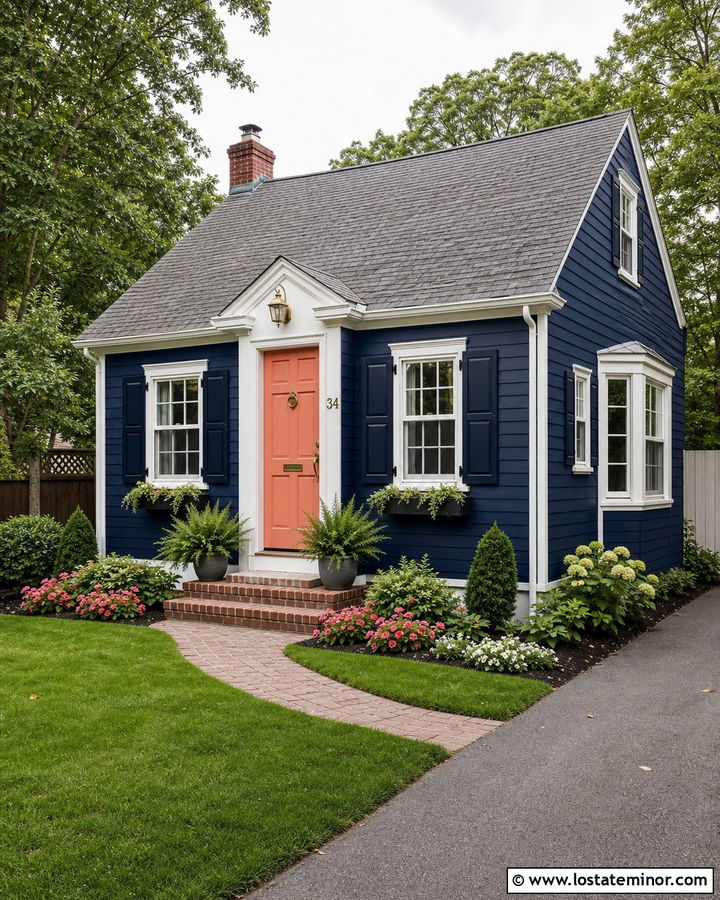 Navy Blue House With Numbers On The Front Door - 30 Navy Blue House Design With House Numbers Ideas