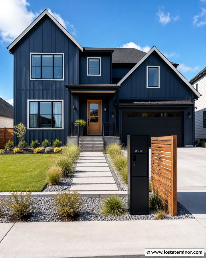 Navy Blue House With Package Mailbox - 30 Navy Blue House Design With Mailbox Ideas