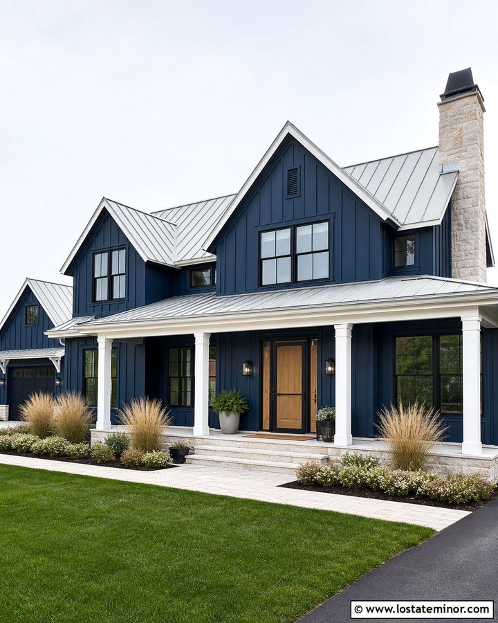 Navy Blue House With Retractable Screen Door - 30 Navy Blue House Design With Screen Door Ideas