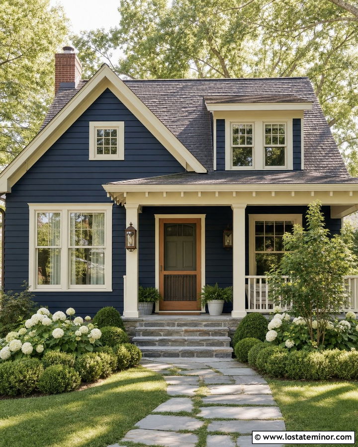 Navy Blue House With Sage Green Door And Screen Door - 30 Navy Blue House Design With Screen Door Ideas