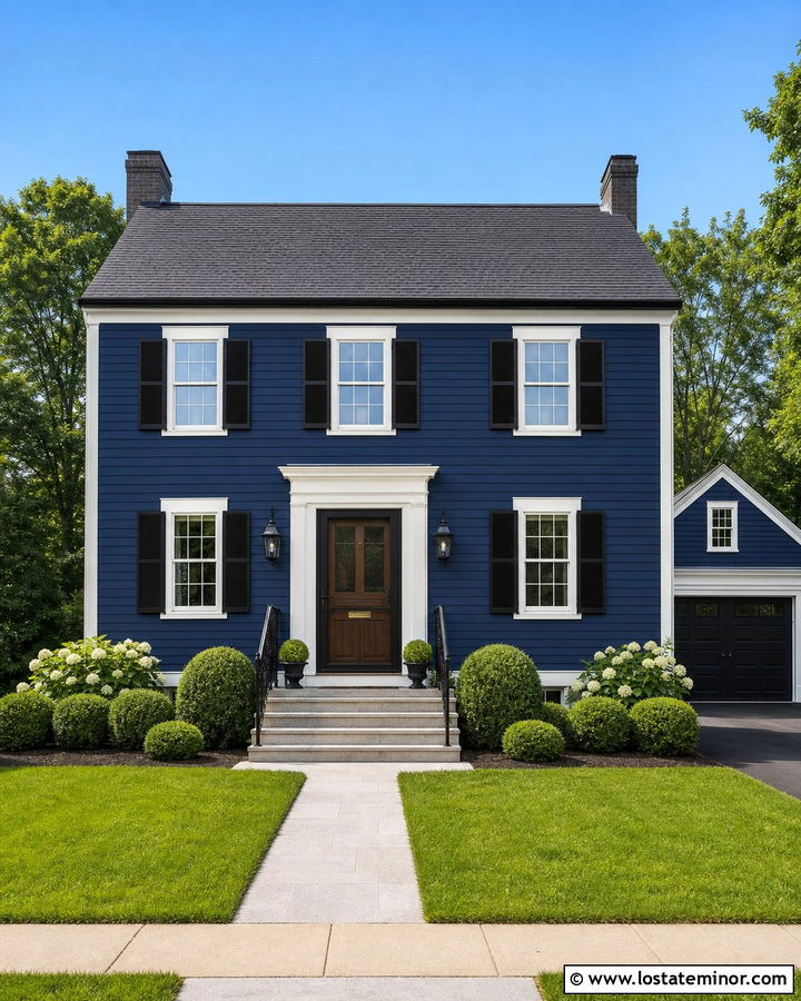 Navy Blue House With Screen Door And Black Shutters - 30 Navy Blue House Design With Screen Door Ideas