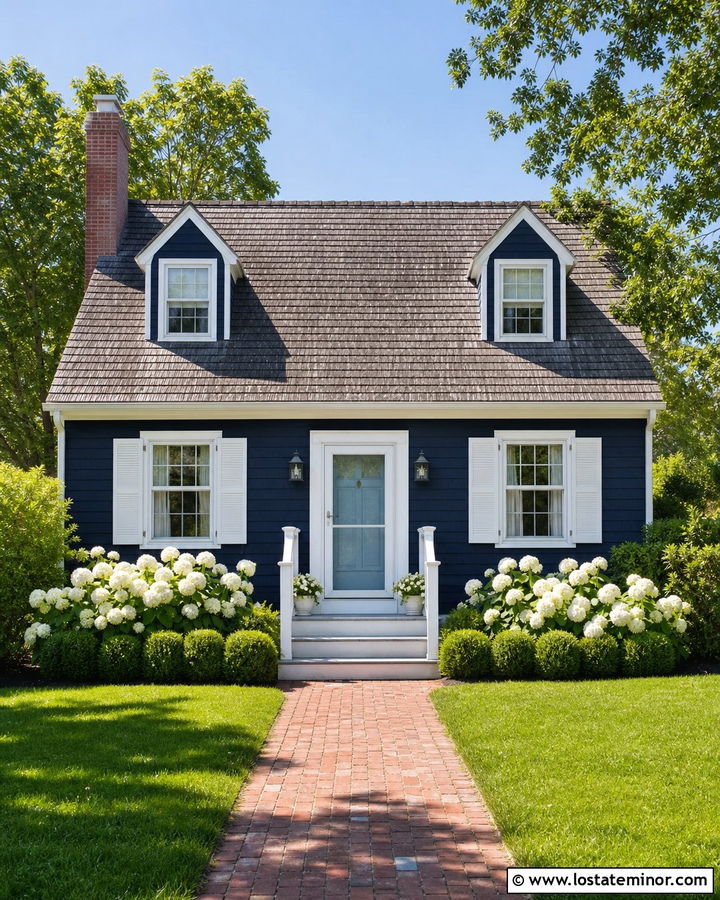 Navy Blue House With Self Storing Storm Door - 30 Navy Blue House Design With Storm Door Ideas