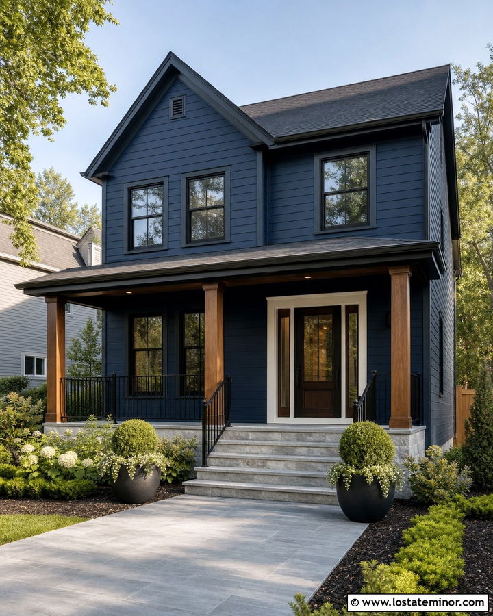 Navy Blue House With Storm Door And Sidelights - 30 Navy Blue House Design With Storm Door Ideas