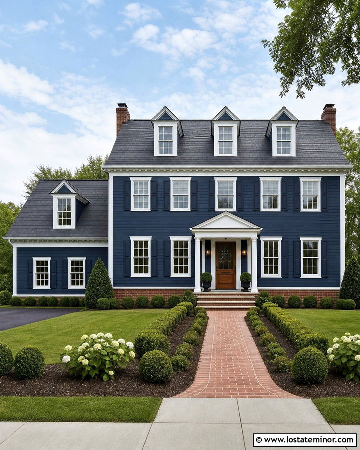Navy Blue House With Synthetic Slate Roof - 30 Navy Blue House Design With Roof Ideas