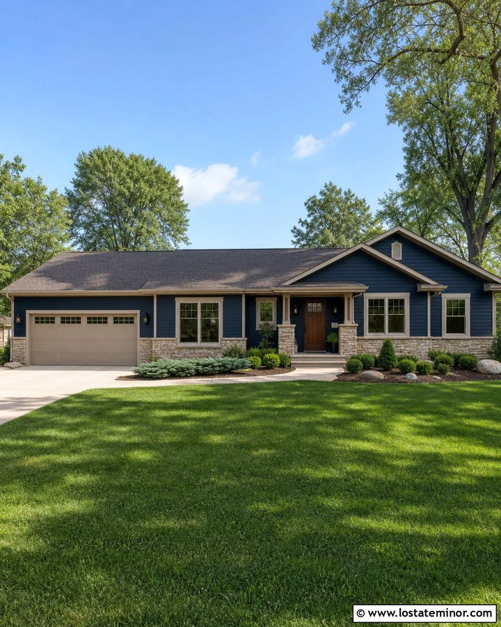 Navy Blue House With Taupe Trim - 30 Navy Blue House Design With Trim Ideas