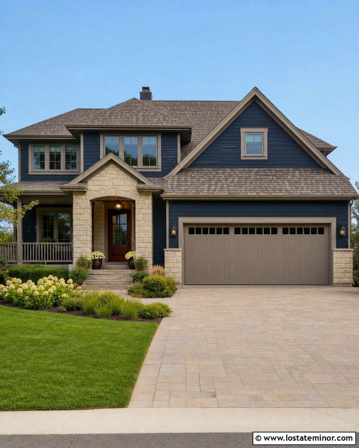 Navy Blue House With Taupe Window Frames - 30 Navy Blue House Design With Window Frames Ideas