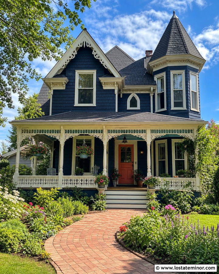 Navy Blue House With Teal Porch Ceiling - 30 Navy Blue House Design With Porch Ceiling Ideas