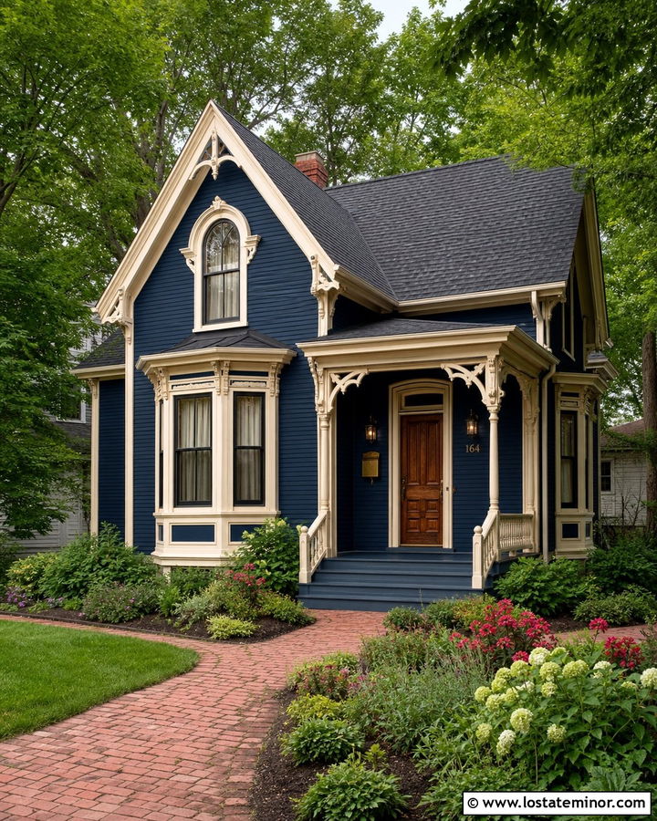 Navy Blue House With Vintage Mailbox - 30 Navy Blue House Design With Mailbox Ideas