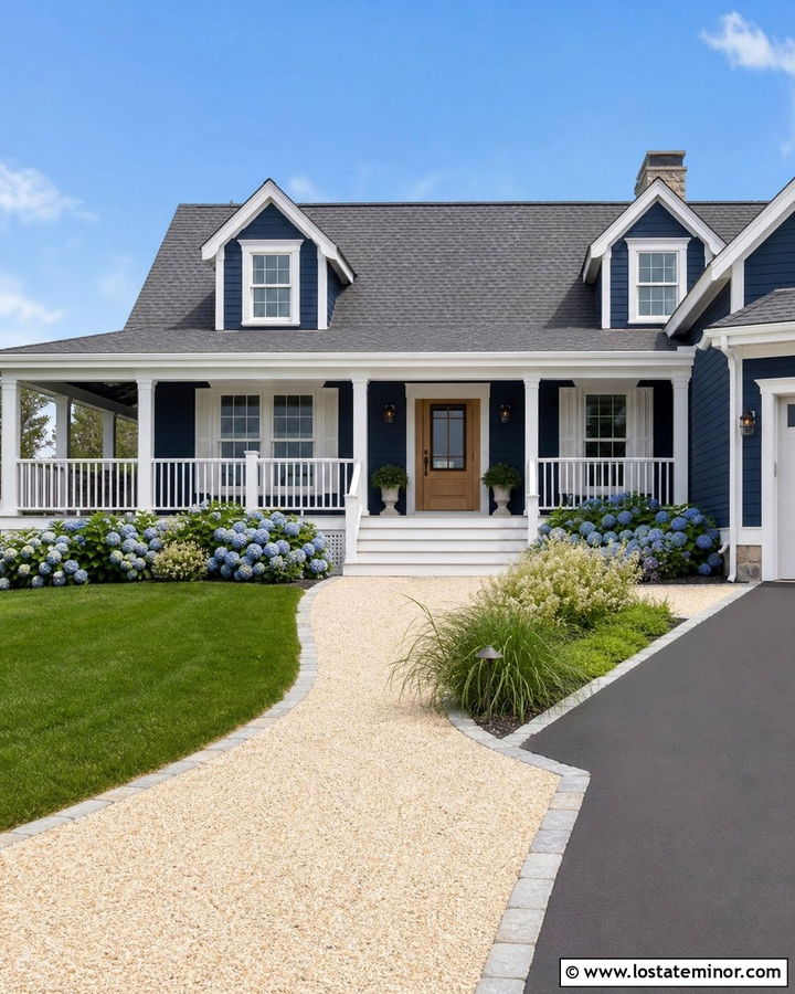 Navy Blue House With White Deck - 30 Navy Blue House Design With Deck Ideas