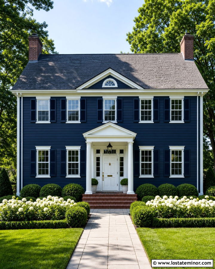 Navy Blue House With White Front Door - 30 Navy Blue House Design With Front Door Ideas
