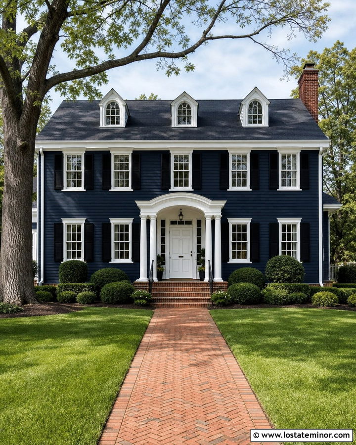 Navy Blue House With White Front Door - 30 Navy Blue House Design With Entry Door Ideas
