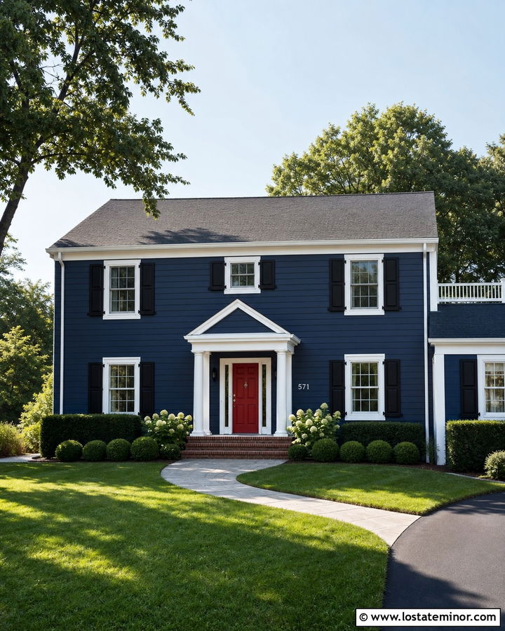 Navy Blue House With White House Numbers - 30 Navy Blue House Design With House Numbers Ideas