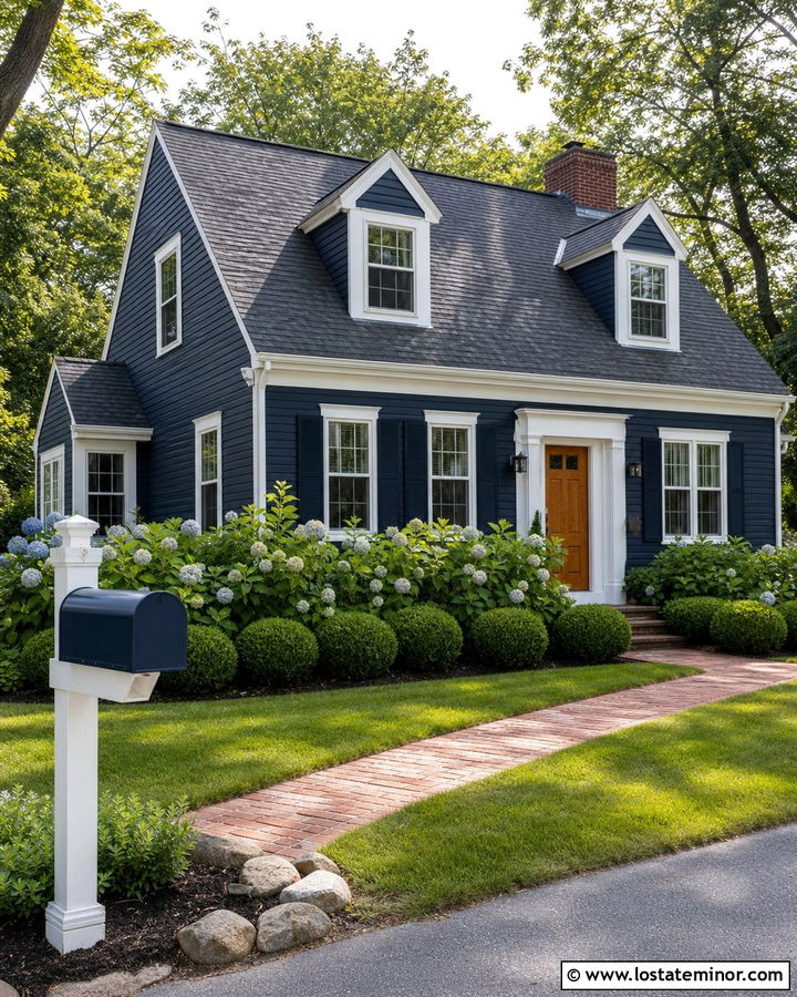Navy Blue House With White Mailbox - 30 Navy Blue House Design With Mailbox Ideas