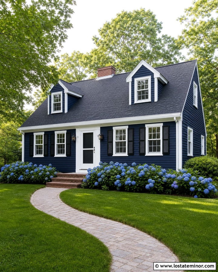 Navy Blue House With White Screen Door - 30 Navy Blue House Design With Screen Door Ideas
