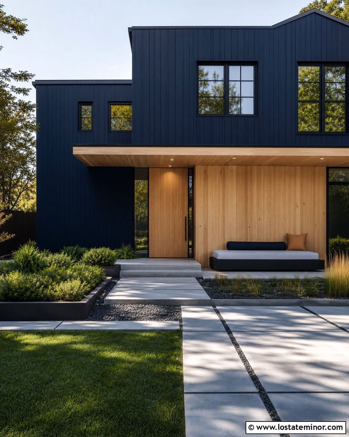Navy Blue Modern House With Platform Daybed - 30 Navy Blue House Design With Daybed Ideas