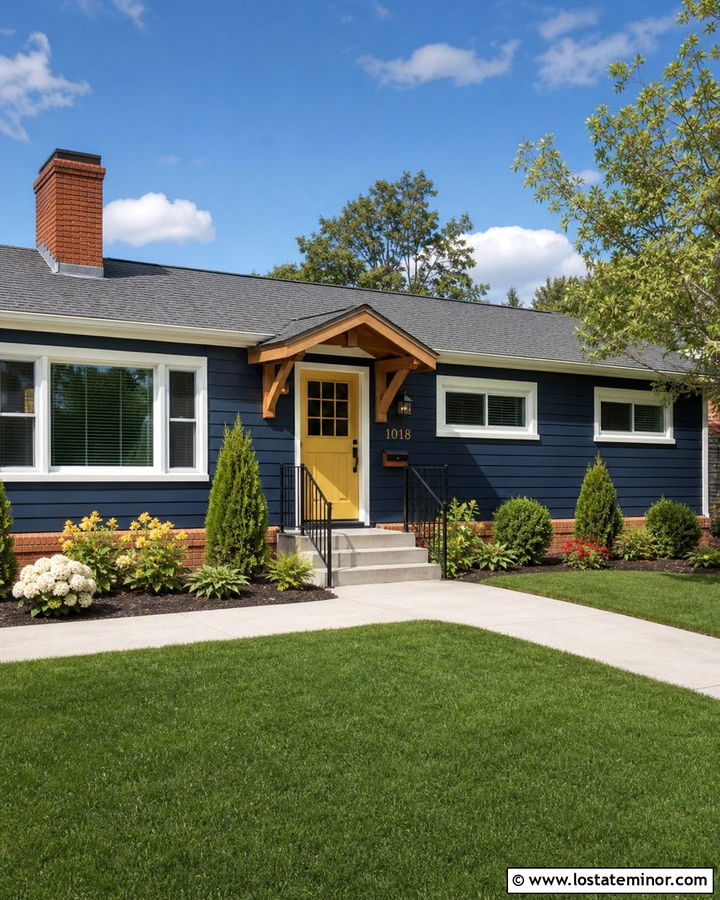 Navy Blue Ranch With Yellow Dutch Door - 30 Navy Blue House Design With Dutch Door Ideas