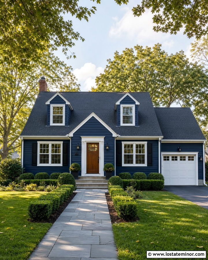 Navy Blue Siding With Black Shutters - 30 Navy Blue House Design With Siding Ideas