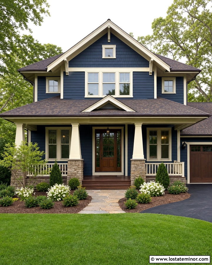 Navy Blue Siding With Brown Roof - 30 Navy Blue House Design With Siding Ideas
