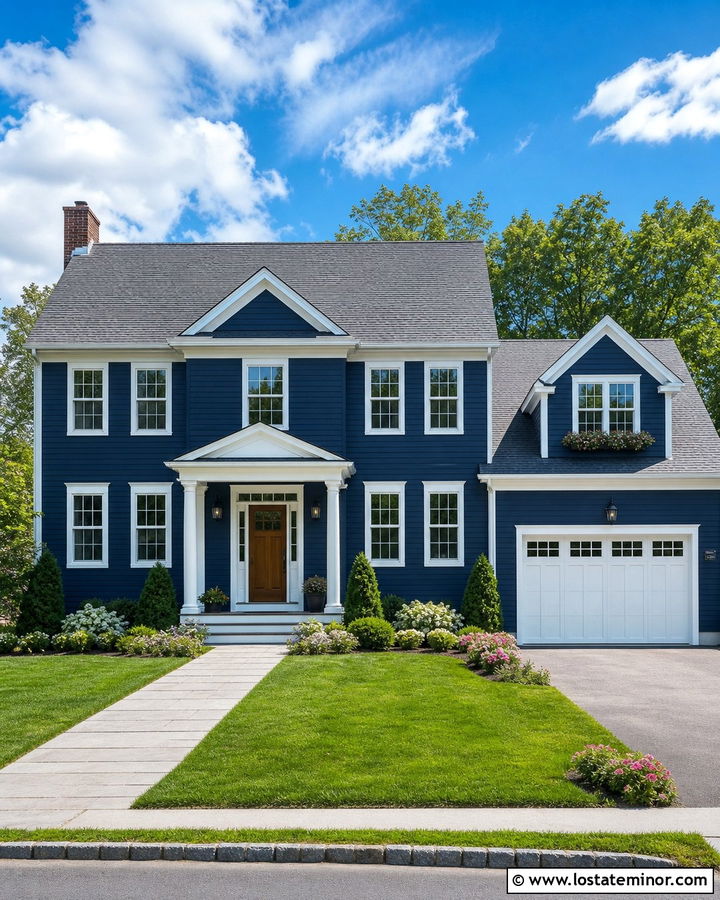 Navy Blue Siding With White Trim - 30 Navy Blue House Design With Siding Ideas