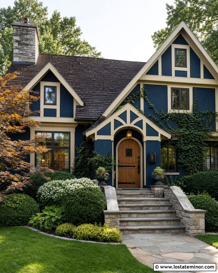 Navy Blue Tudor With Oak Dutch Door - 30 Navy Blue House Design With Dutch Door Ideas