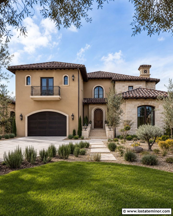 Nomadic Desert House With Bronze Garage Door - 30 Beige House Design With Garage Door Ideas