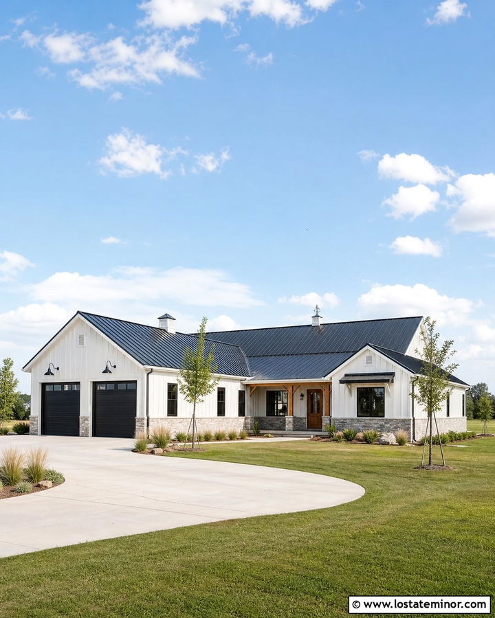 Off White Barndominium With Barn Lights - 30 Off White House Design With Light Fixtures Ideas