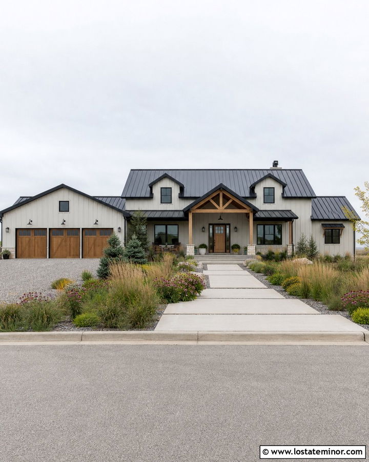 Off White Barndominium With Prairie Landscaping - 30 Off White House Design With Landscaping Ideas