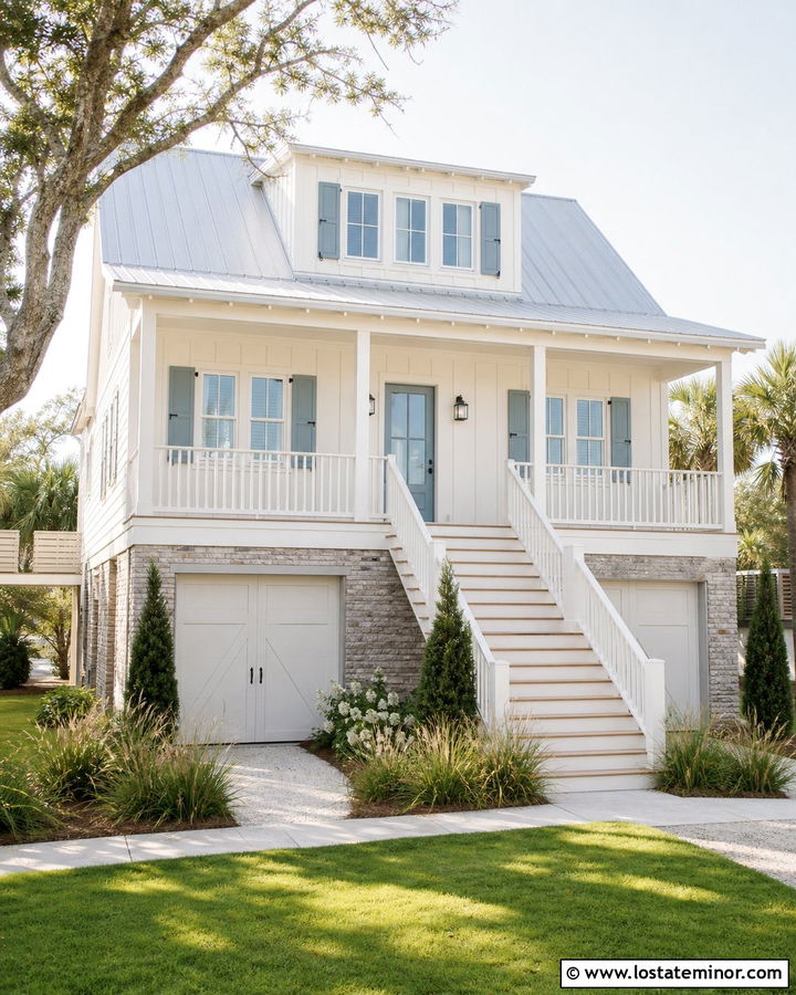Off White Board and Batten Coastal House - 30 Off White House Design With Board and Batten Ideas