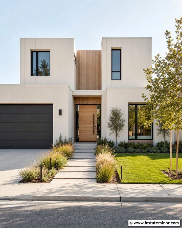 Off White Board and Batten Modern House - 30 Off White House Design With Board and Batten Ideas