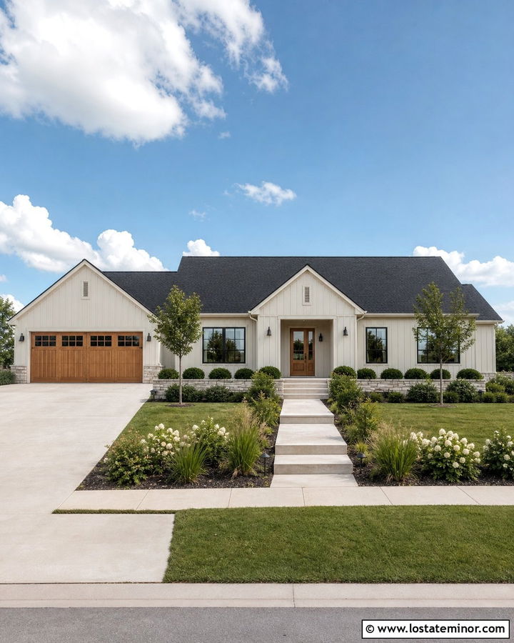 Off White Board and Batten Ranch House - 30 Off White House Design With Board and Batten Ideas