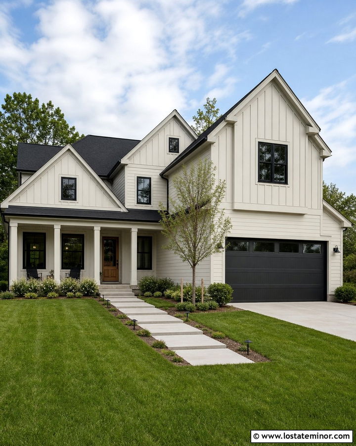 Off White Board and Batten With Horizontal Siding - 30 Off White House Design With Board and Batten Ideas