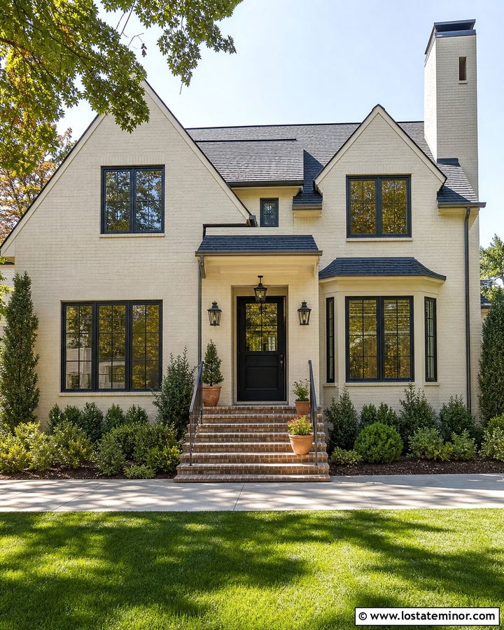 Off White Brick House With Black Dutch Door - 30 Off White House Design With Dutch Door Ideas