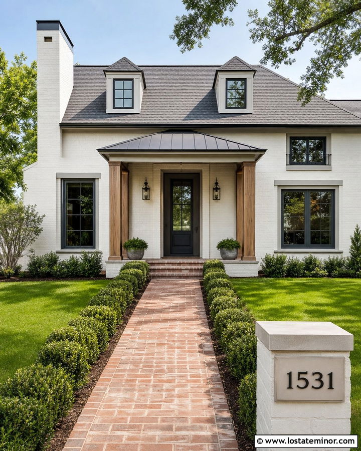 Off White Brick House With Black House Numbers - 30 Off White House Design With House Numbers Ideas