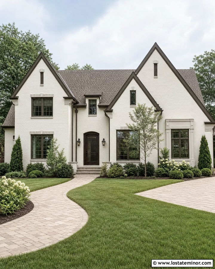 Off White Brick House With Bronze Screen Door - 30 Off White House Design With Screen Door Ideas