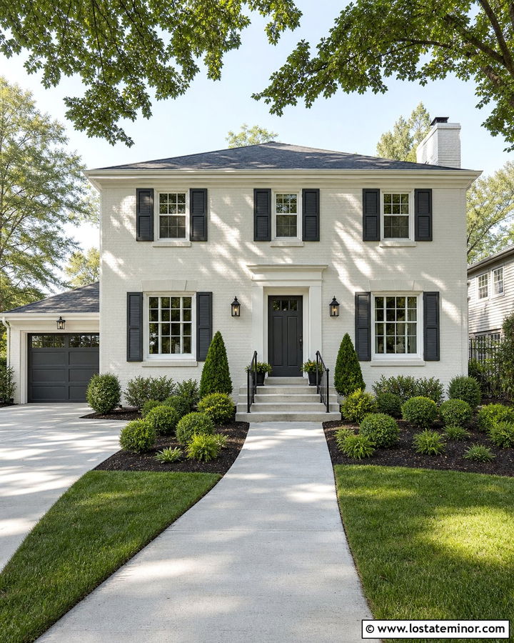 Off White Brick House With Dark Gray Shingles - 30 Off White House Design With Shingles Ideas
